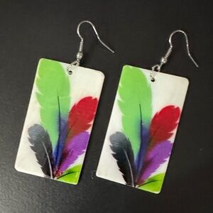 Colorful shell Feather Earrings